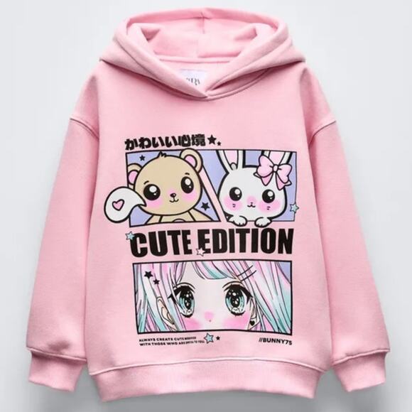 Zara Other - Zara Cute Edition Oversized Kids Hoodie Pink Size 13-14